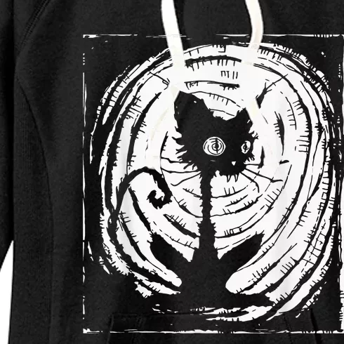 Black Cat Lazy Halloween Costume Scary Creepy Women's Fleece Hoodie