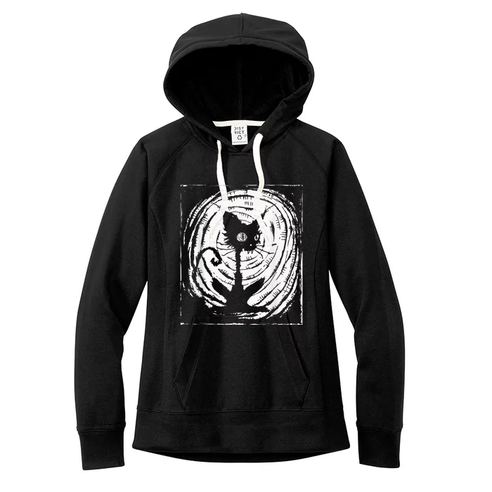 Black Cat Lazy Halloween Costume Scary Creepy Women's Fleece Hoodie