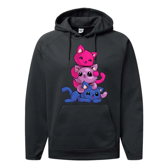 Bisexual Cat LGBT Kawaii Anime Kitten Bi Pride Flag Performance Fleece Hoodie