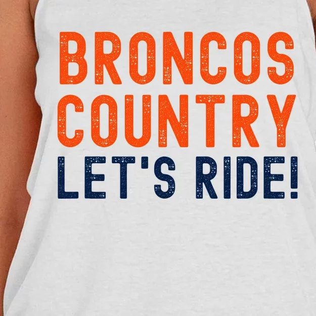 Broncos Country LetS Ride! Sports Team Fans Women's Knotted Racerback Tank