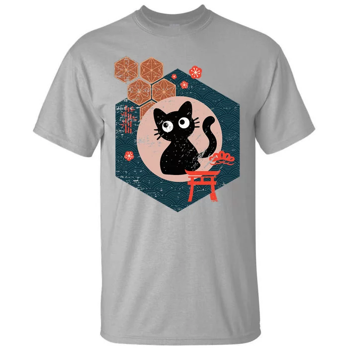 Black Cat Lover Japanese Kitten Anime Tall T-Shirt