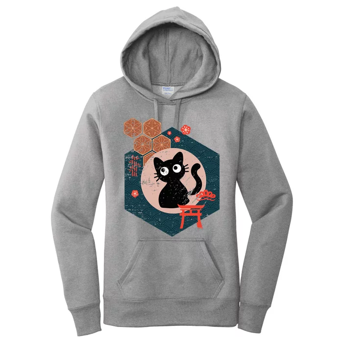 Black Cat Lover Japanese Kitten Anime Women's Pullover Hoodie