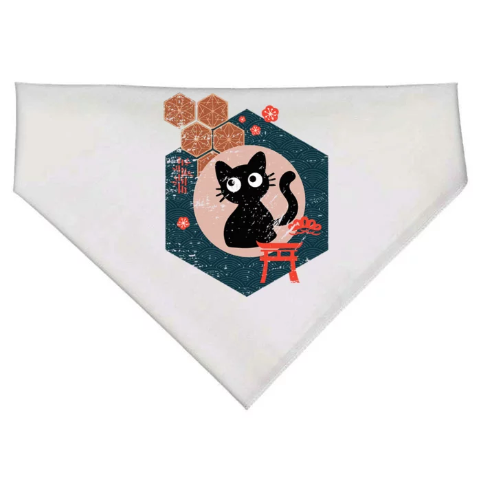 Black Cat Lover Japanese Kitten Anime USA-Made Doggie Bandana