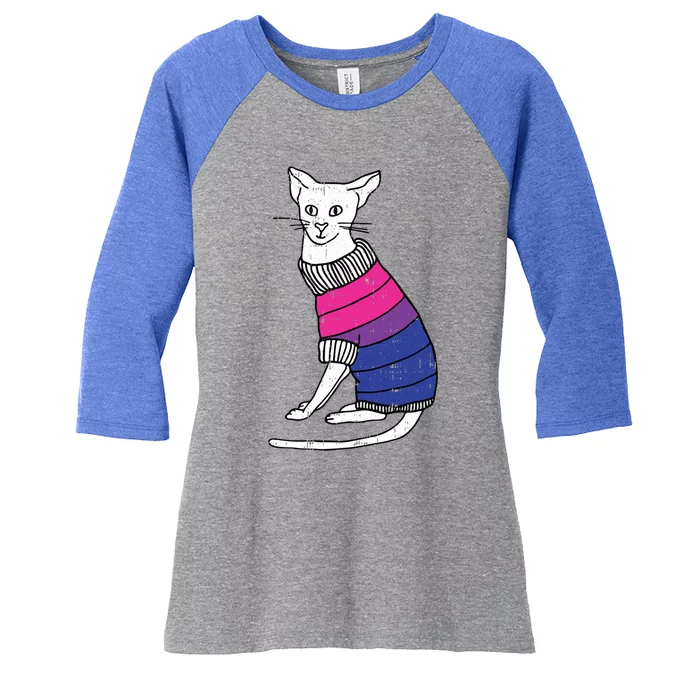 Bisexual Cat Lgbtq Pride Cute Kitten Kitty Proud Ally Gift Women's Tri-Blend 3/4-Sleeve Raglan Shirt