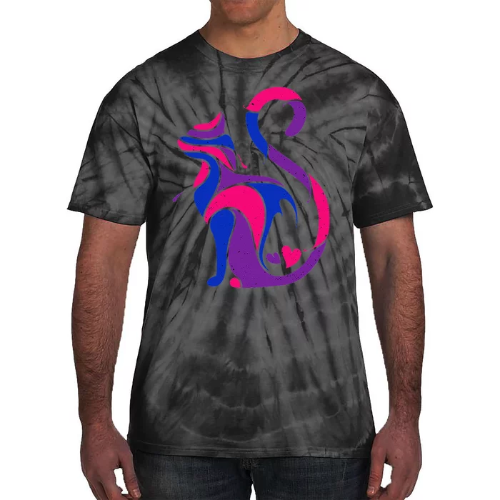 Bisexual Cat LGBT Ally Support Cat Lover Pride Month Tie-Dye T-Shirt