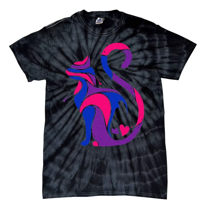 Bisexual Cat LGBT Ally Support Cat Lover Pride Month Tie-Dye T-Shirt