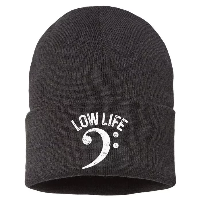 Bass Clef Low Life Music Marching Band Low Brass Bass Note Sustainable Knit Beanie