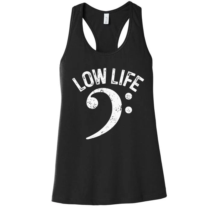 Bass Clef Low Life Music Marching Band Low Brass Bass Note Women's Racerback Tank