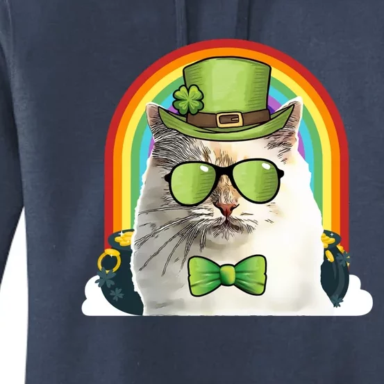 Bir Cat Leprechaun Funny St Patricks Day Gift Women's Pullover Hoodie