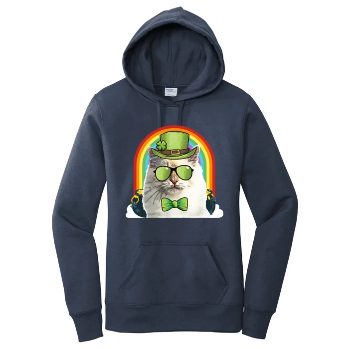 Bir Cat Leprechaun Funny St Patricks Day Gift Women's Pullover Hoodie