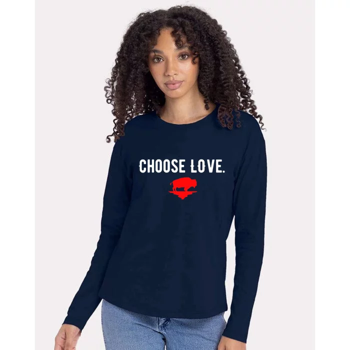 Buffalo Choose Love Choose Love Bills Womens Cotton Relaxed Long Sleeve T-Shirt