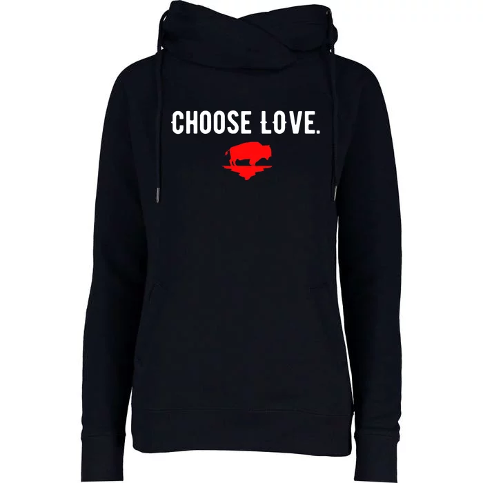 Buffalo Choose Love Choose Love Bills Womens Funnel Neck Pullover Hood