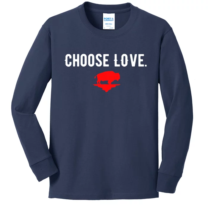 Buffalo Choose Love Choose Love Bills Kids Long Sleeve Shirt