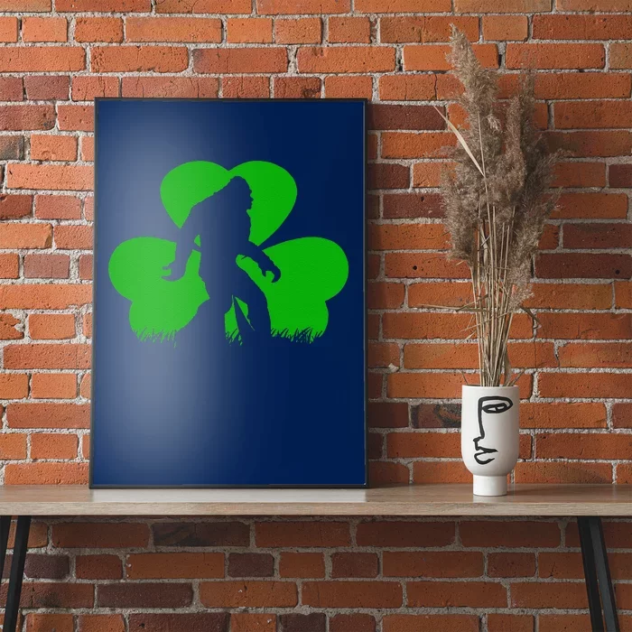 Bigfoot Clover Leaf St Patricks Day Irish Sasquatch Shamrock Poster