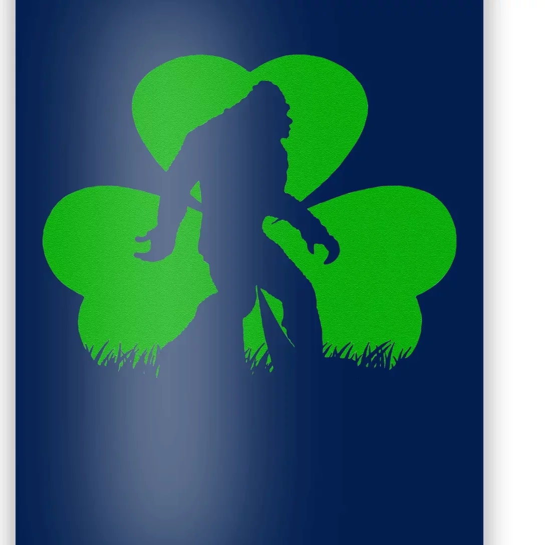 Bigfoot Clover Leaf St Patricks Day Irish Sasquatch Shamrock Poster