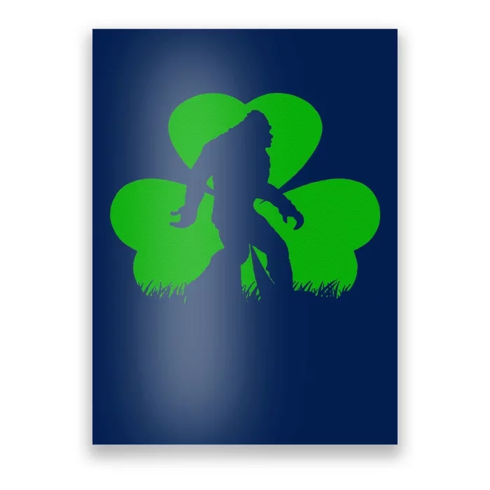 Bigfoot Clover Leaf St Patricks Day Irish Sasquatch Shamrock Poster