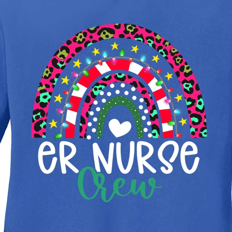 Boho Christmas Leopard Rainbow Er Nurse Crew Nursing Funny Gift Ladies Long Sleeve Shirt