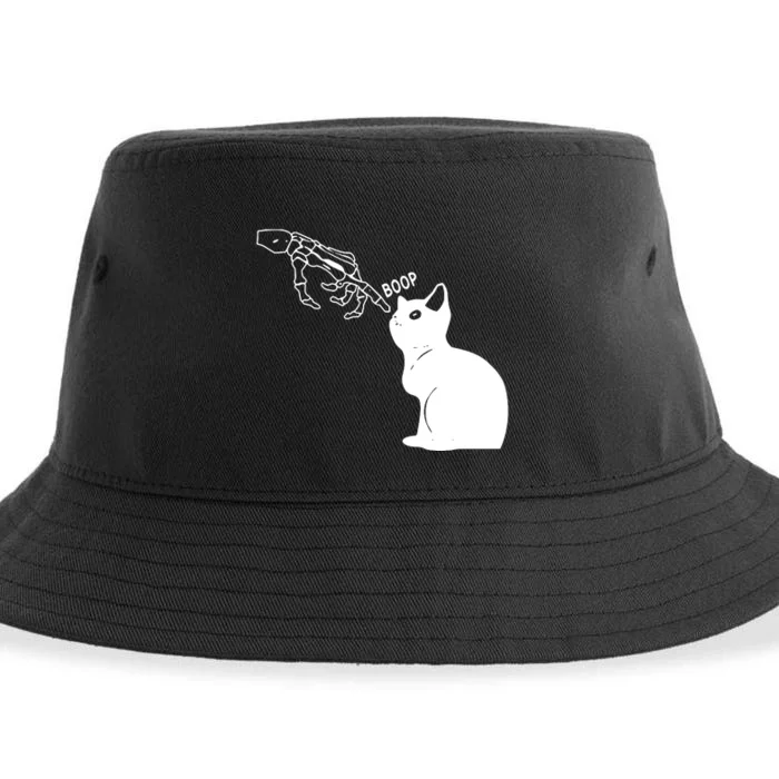 Black Cat Lover Skeleton Hand Boop Sustainable Bucket Hat