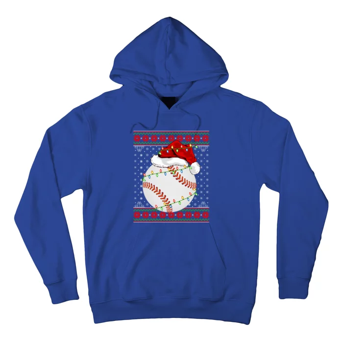 Baseball Christmas Lights Ugly Sweater Santa Baseball Xmas Cute Gift Hoodie