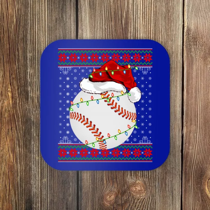 Baseball Christmas Lights Ugly Sweater Santa Baseball Xmas Cute Gift Coaster