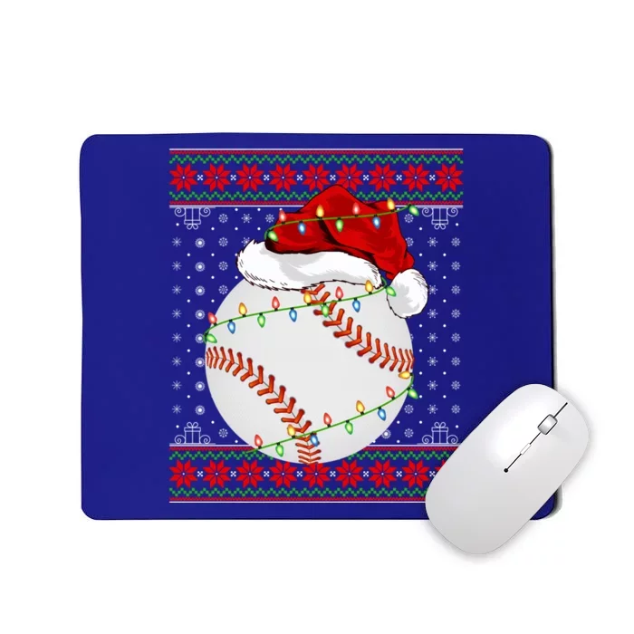 Baseball Christmas Lights Ugly Sweater Santa Baseball Xmas Cute Gift Mousepad