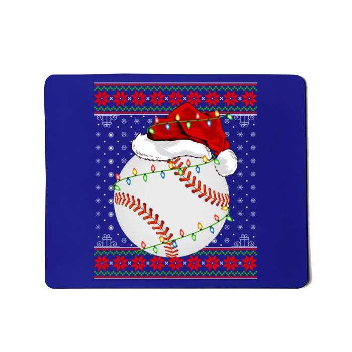 Baseball Christmas Lights Ugly Sweater Santa Baseball Xmas Cute Gift Mousepad