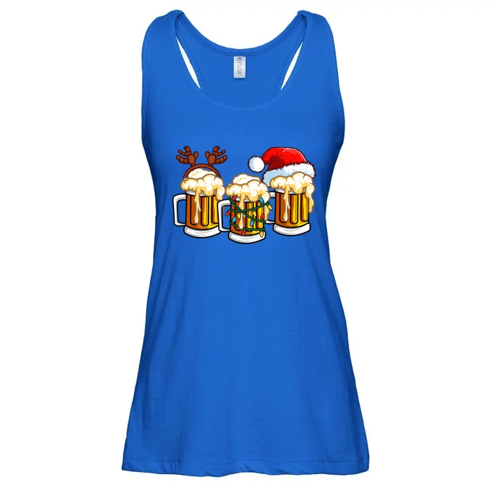 Beer Christmas Mug Santa Hat Reinbeer Xmas Lights Gift Meaningful Gift Ladies Essential Flowy Tank