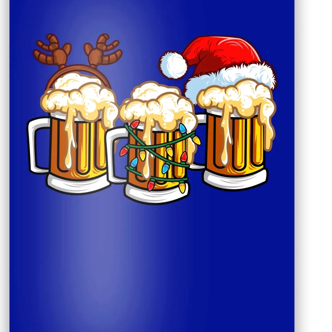 Beer Christmas Mug Santa Hat Reinbeer Xmas Lights Gift Meaningful Gift Poster