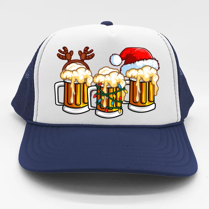 Beer Christmas Mug Santa Hat Reinbeer Xmas Lights Gift Meaningful Gift Trucker Hat