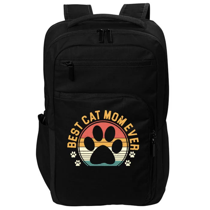 Best Cat Mom Ever Retro Sunset Impact Tech Backpack