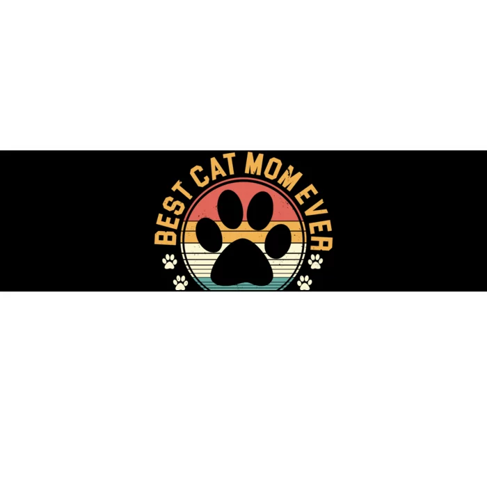 Best Cat Mom Ever Retro Sunset Bumper Sticker