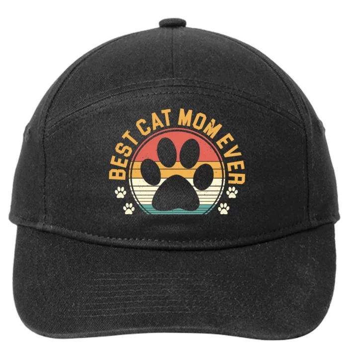 Best Cat Mom Ever Retro Sunset 7-Panel Snapback Hat