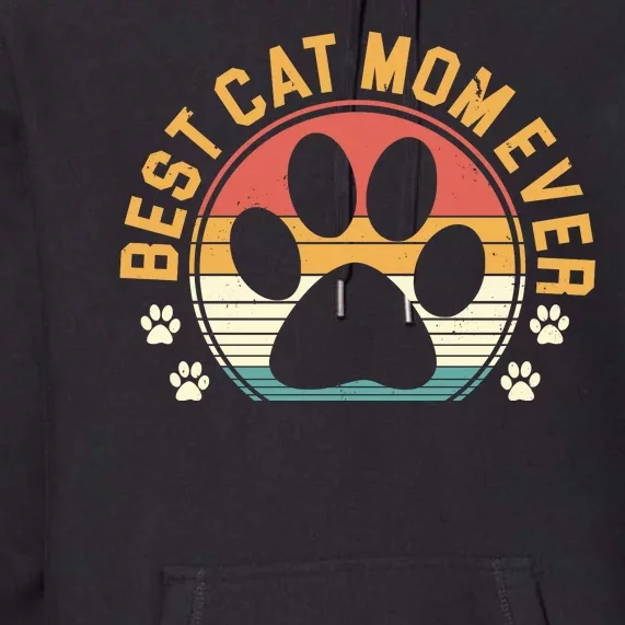 Best Cat Mom Ever Retro Sunset Premium Hoodie