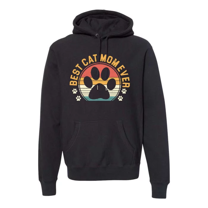 Best Cat Mom Ever Retro Sunset Premium Hoodie