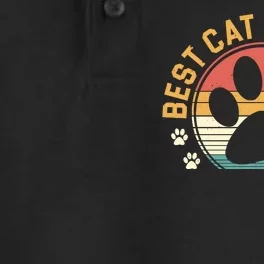 Best Cat Mom Ever Retro Sunset Dry Zone Grid Performance Polo