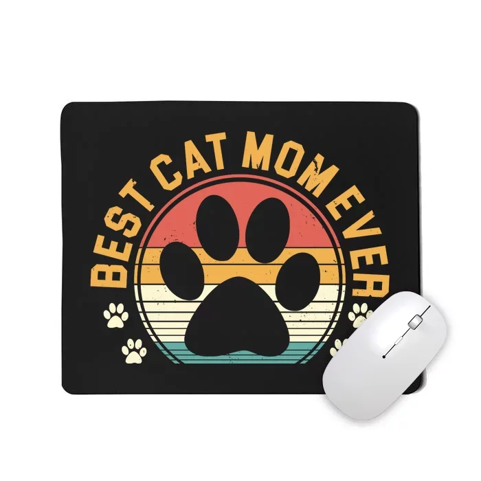 Best Cat Mom Ever Retro Sunset Mousepad