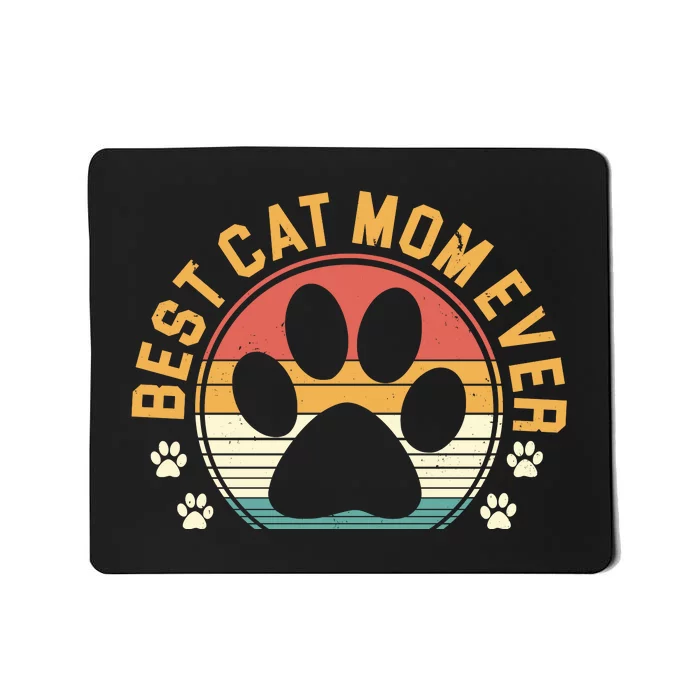 Best Cat Mom Ever Retro Sunset Mousepad