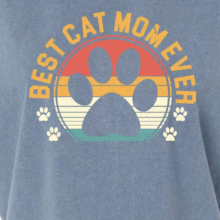 Best Cat Mom Ever Retro Sunset Garment-Dyed Women's Muscle Tee