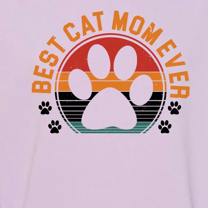 Best Cat Mom Ever Retro Sunset Garment-Dyed Sweatshirt