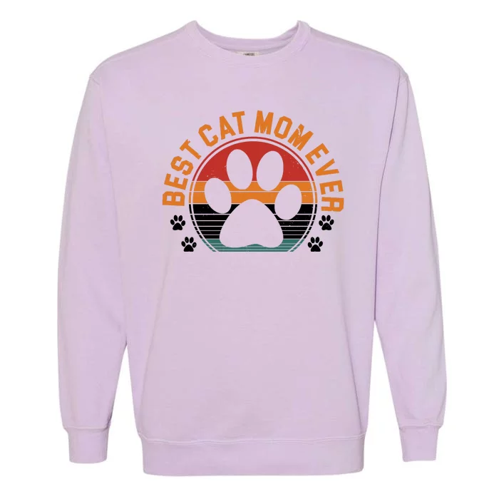 Best Cat Mom Ever Retro Sunset Garment-Dyed Sweatshirt