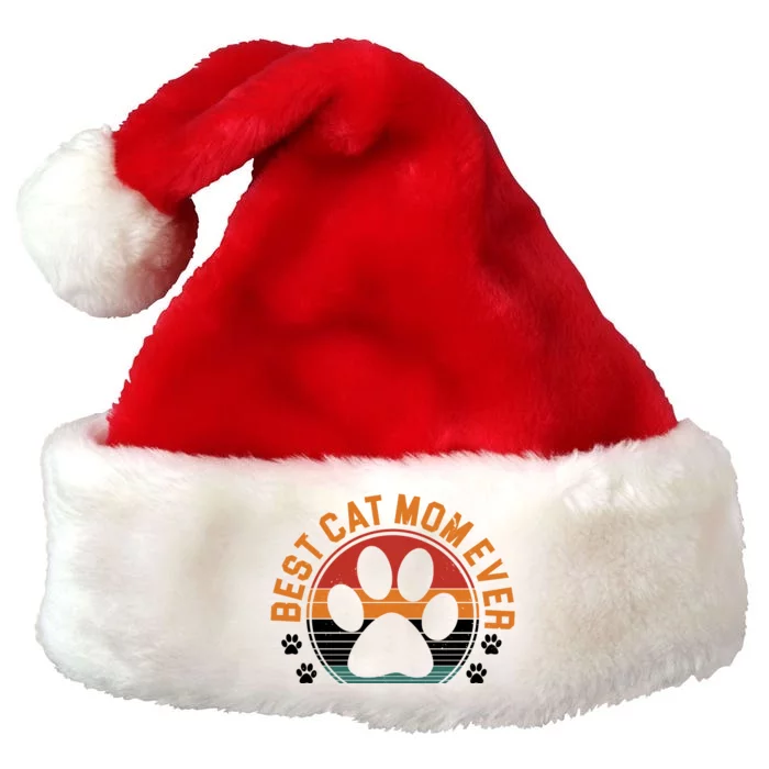 Best Cat Mom Ever Retro Sunset Premium Christmas Santa Hat