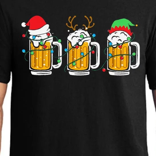 Beer Christmas Mug Santa Reinbeer Xmas Tree Lights Pajama Set