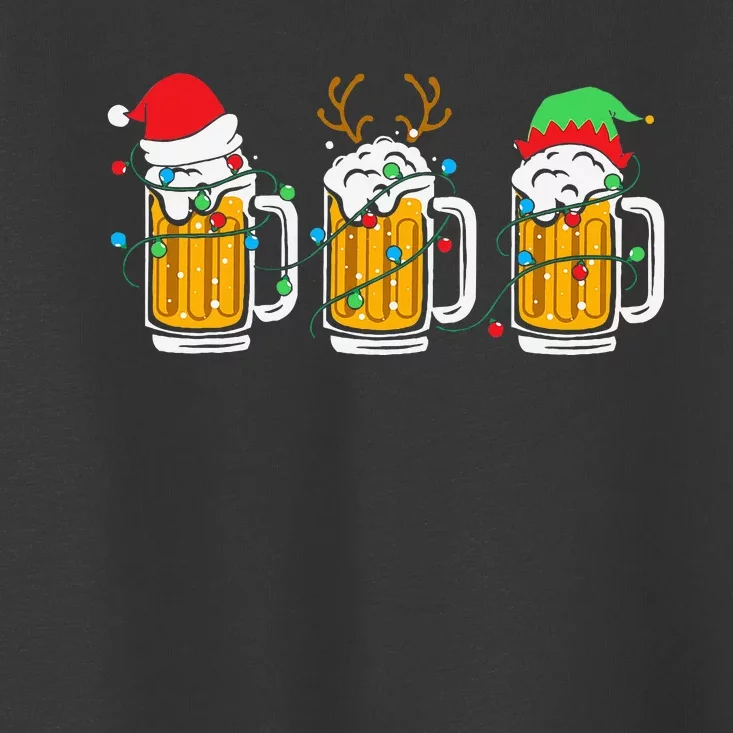 Beer Christmas Mug Santa Reinbeer Xmas Tree Lights Toddler T-Shirt