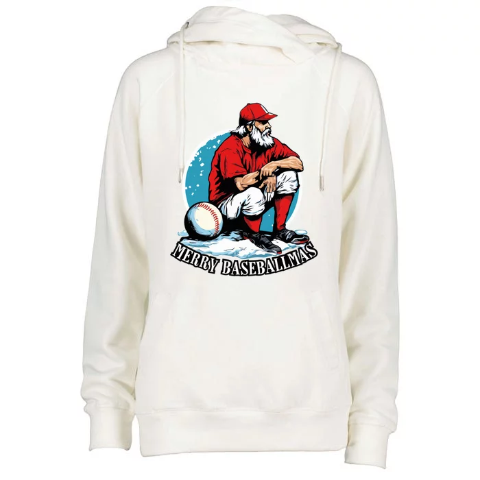 Baseball Christmas Merry Xmas Santa Claus Pitcher Catcher Gift Womens Funnel Neck Pullover Hood