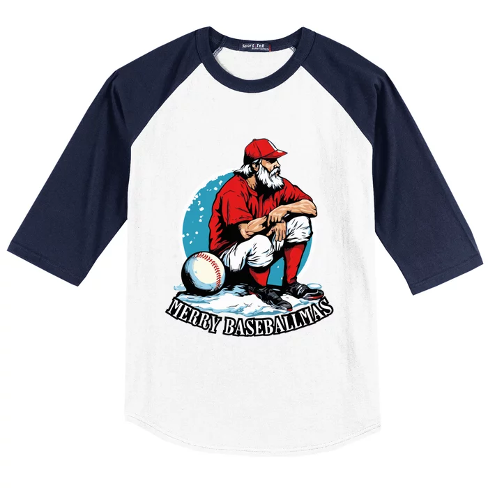 Baseball Christmas Merry Xmas Santa Claus Pitcher Catcher Gift Baseball Sleeve Shirt