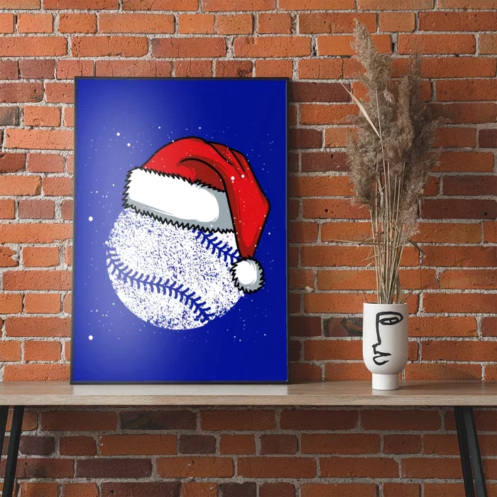 Baseball Christmas Merry Xmas Santa Claus Pitcher Catcher Cool Gift Poster