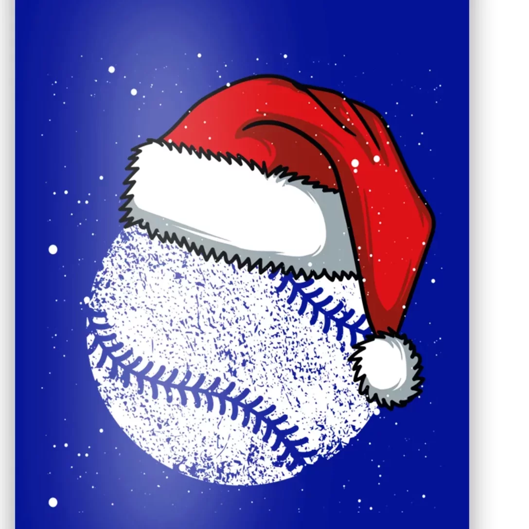 Baseball Christmas Merry Xmas Santa Claus Pitcher Catcher Cool Gift Poster