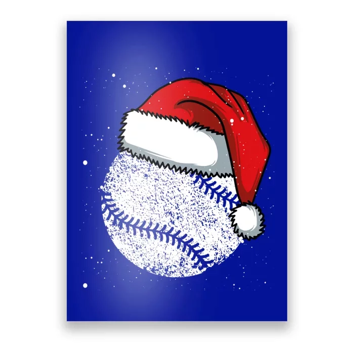 Baseball Christmas Merry Xmas Santa Claus Pitcher Catcher Cool Gift Poster