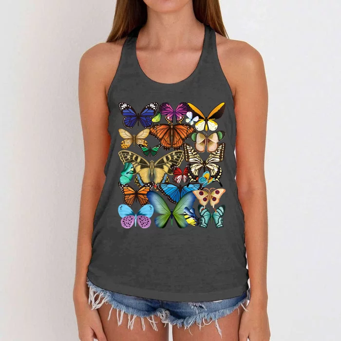 Butterfly Collection Monarch Butterfly Lover Butterflies Women's Knotted Racerback Tank