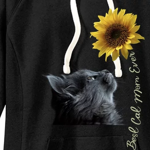 Best Cat Mom Ever Sunflower Gift Women's Fleece Hoodie